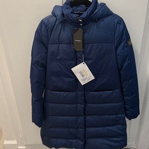 NEW BYBLOS Navy Blue Long Puffer Jacket 2 / XS